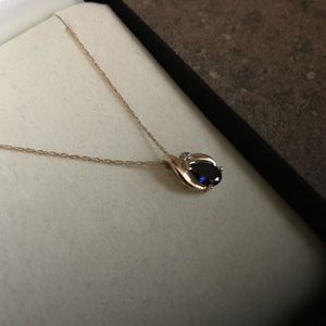 Kay jewelers 14k gold 1/2ct Sapphire .2 diamond